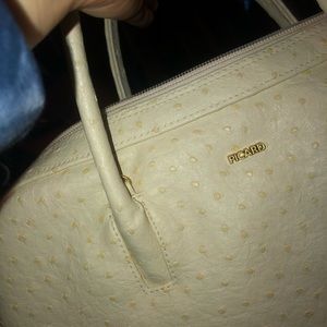 white or cream polka dot picard purse